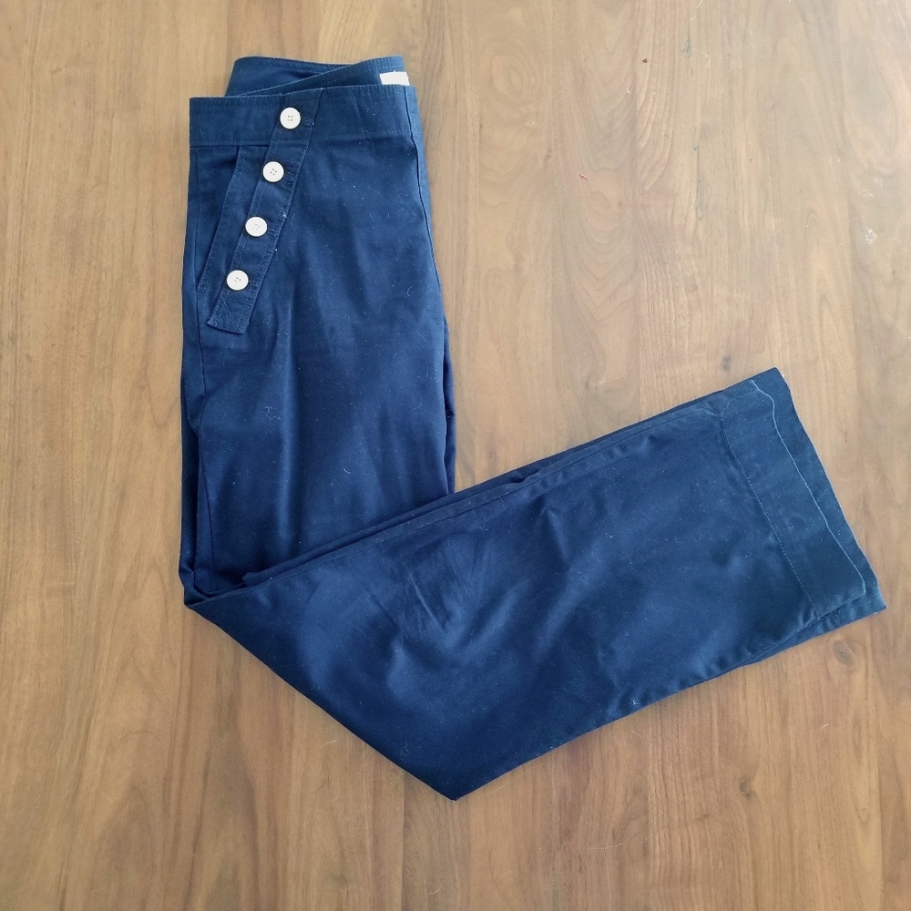 Navy blue J Crew wide leg sailor pants size 2